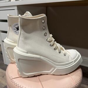 Converse Women's Platform Wedge Sneakers in Cream size 7